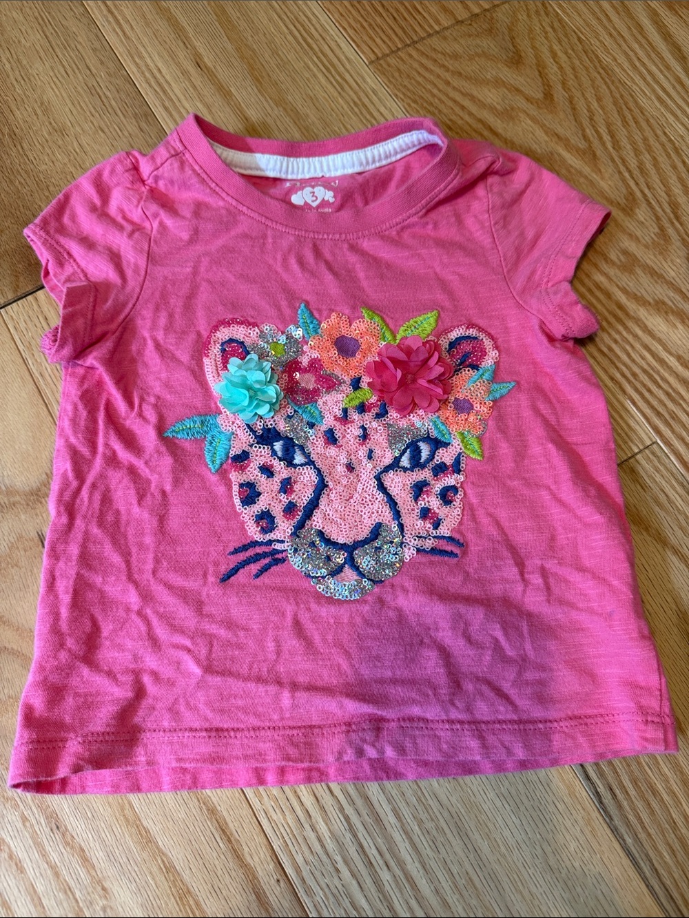 Hatley Pink Sequin & Floral Leopard Short Sleeve Tee